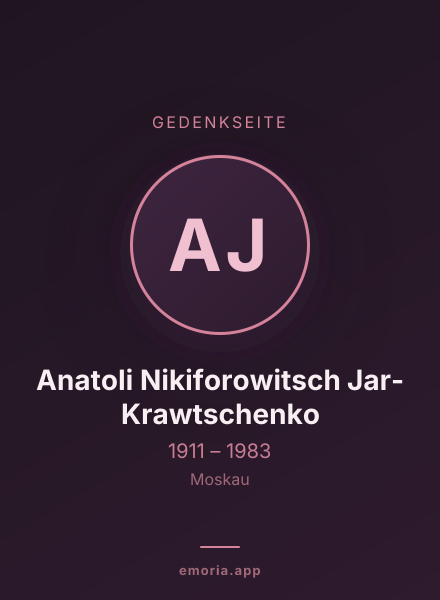 Gedenkportrait von Anatoli Nikiforowitsch Jar-Krawtschenko