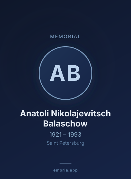 Memorial portrait of Anatoli Nikolajewitsch Balaschow