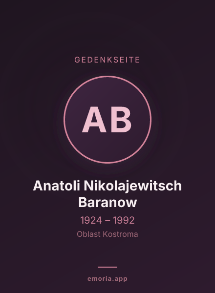 Gedenkportrait von Anatoli Nikolajewitsch Baranow