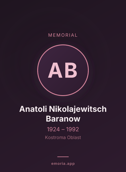 Memorial portrait of Anatoli Nikolajewitsch Baranow