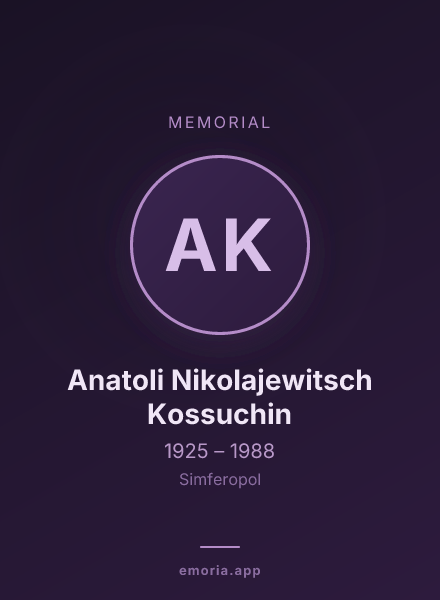 Memorial portrait of Anatoli Nikolajewitsch Kossuchin