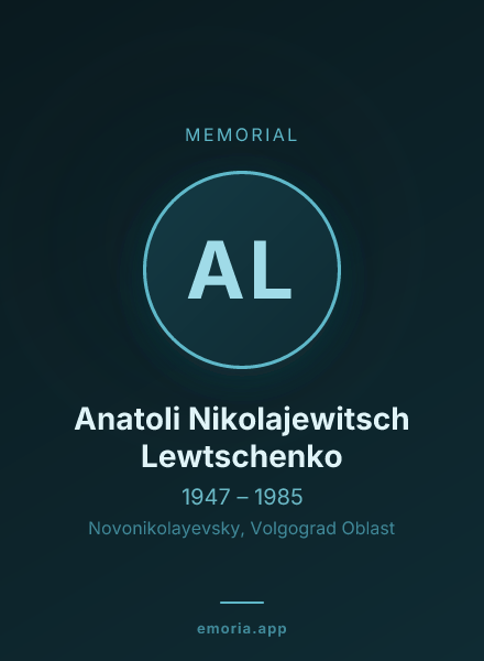 Memorial portrait of Anatoli Nikolajewitsch Lewtschenko