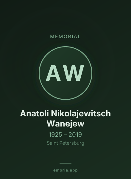 Memorial portrait of Anatoli Nikolajewitsch Wanejew