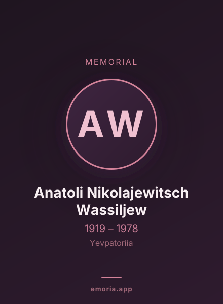 Memorial portrait of Anatoli Nikolajewitsch Wassiljew