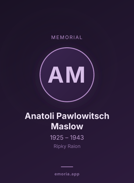Memorial portrait of Anatoli Pawlowitsch Maslow