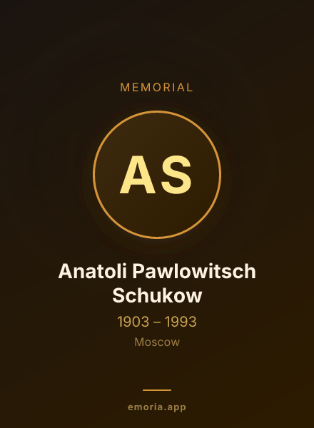 Memorial portrait of Anatoli Pawlowitsch Schukow