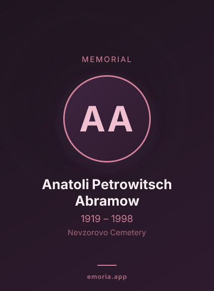 Memorial portrait of Anatoli Petrowitsch Abramow