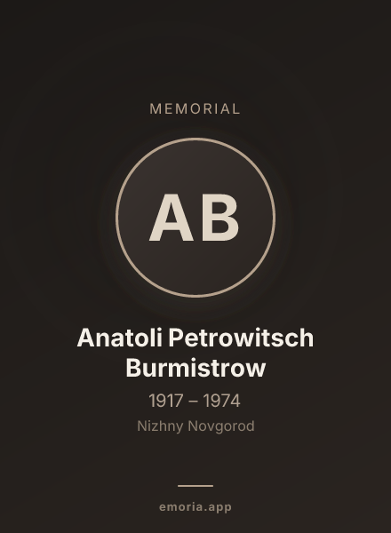 Memorial portrait of Anatoli Petrowitsch Burmistrow