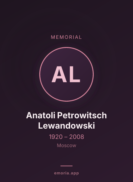 Memorial portrait of Anatoli Petrowitsch Lewandowski