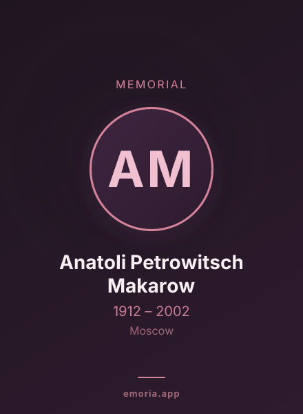 Memorial portrait of Anatoli Petrowitsch Makarow