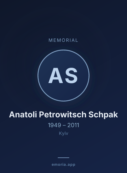 Memorial portrait of Anatoli Petrowitsch Schpak