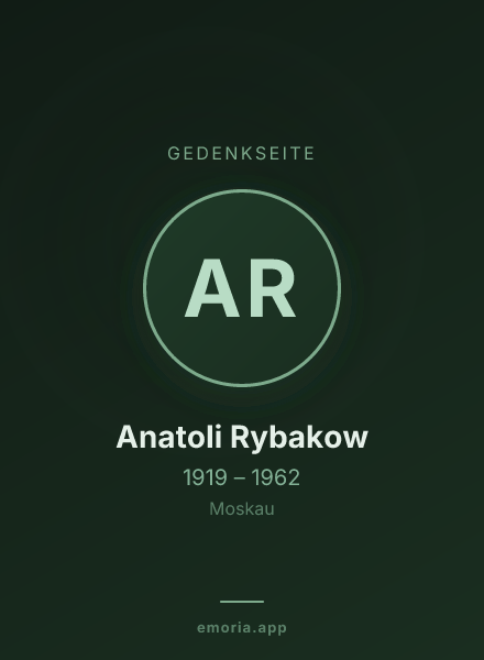 Gedenkportrait von Anatoli Rybakow