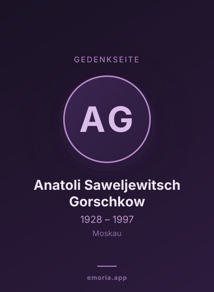 Gedenkportrait von Anatoli Saweljewitsch Gorschkow