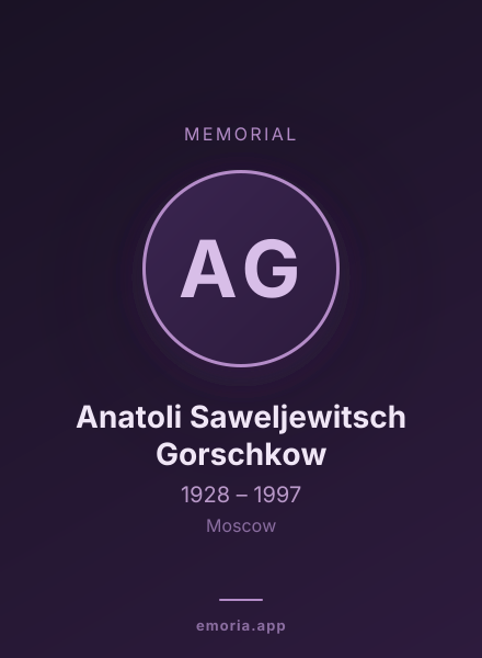 Memorial portrait of Anatoli Saweljewitsch Gorschkow