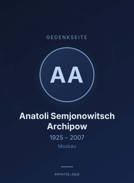 Gedenkportrait von Anatoli Semjonowitsch Archipow