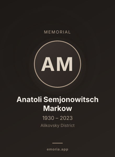 Memorial portrait of Anatoli Semjonowitsch Markow