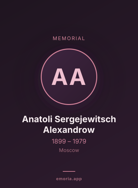 Memorial portrait of Anatoli Sergejewitsch Alexandrow