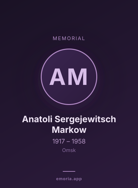Memorial portrait of Anatoli Sergejewitsch Markow