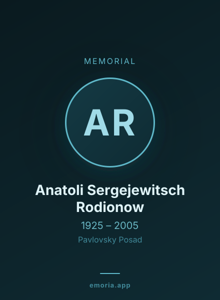 Memorial portrait of Anatoli Sergejewitsch Rodionow