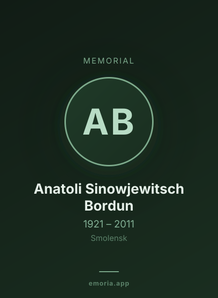 Memorial portrait of Anatoli Sinowjewitsch Bordun