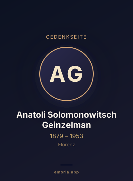 Gedenkportrait von Anatoli Solomonowitsch Geinzelman