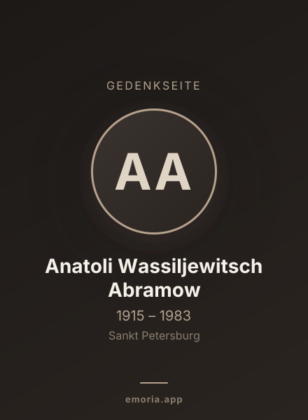 Gedenkportrait von Anatoli Wassiljewitsch Abramow