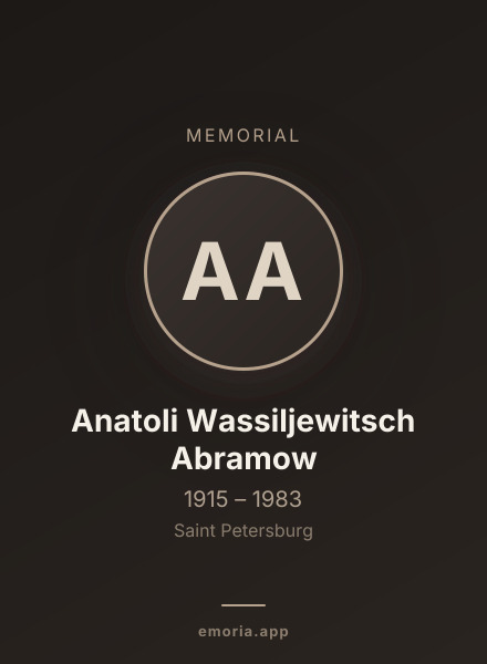 Memorial portrait of Anatoli Wassiljewitsch Abramow