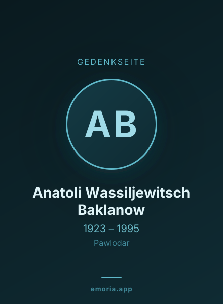 Gedenkportrait von Anatoli Wassiljewitsch Baklanow
