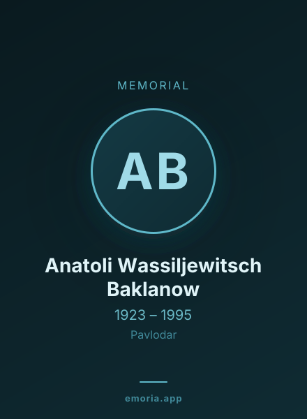 Memorial portrait of Anatoli Wassiljewitsch Baklanow