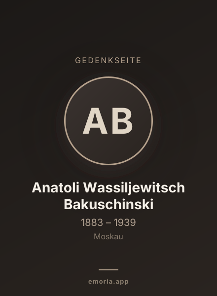Gedenkportrait von Anatoli Wassiljewitsch Bakuschinski