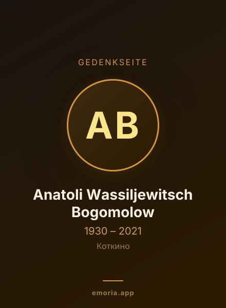 Gedenkportrait von Anatoli Wassiljewitsch Bogomolow