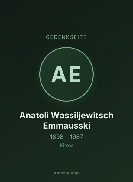 Gedenkportrait von Anatoli Wassiljewitsch Emmausski