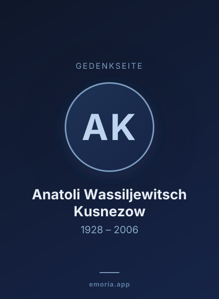 Gedenkportrait von Anatoli Wassiljewitsch Kusnezow