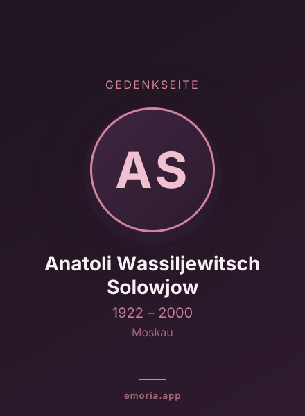 Gedenkportrait von Anatoli Wassiljewitsch Solowjow