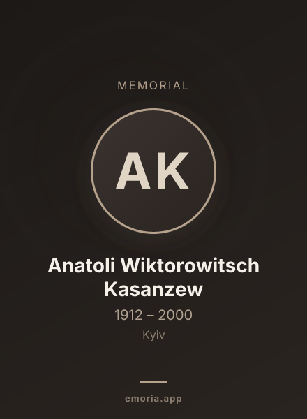 Memorial portrait of Anatoli Wiktorowitsch Kasanzew