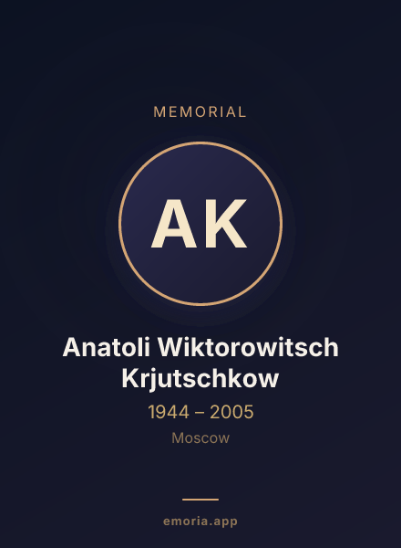 Memorial portrait of Anatoli Wiktorowitsch Krjutschkow