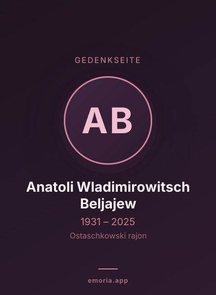 Gedenkportrait von Anatoli Wladimirowitsch Beljajew