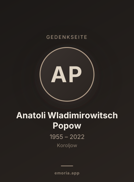 Gedenkportrait von Anatoli Wladimirowitsch Popow