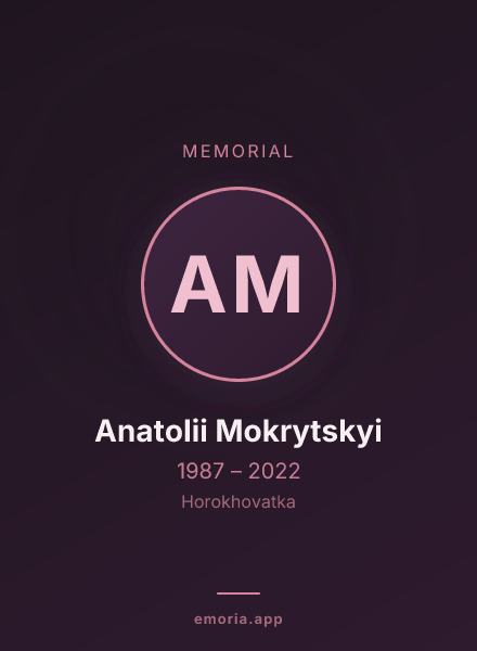 Memorial portrait of Anatolii Mokrytskyi