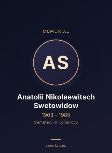 Memorial portrait of Anatolii Nikolaewitsch Swetowidow