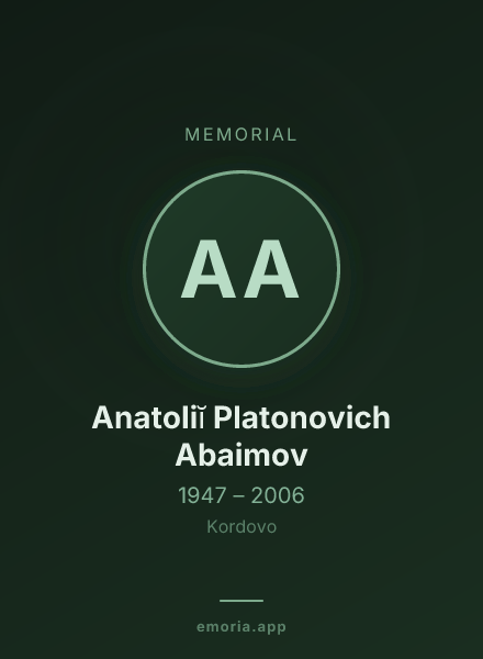 Memorial portrait of Anatoliĭ Platonovich Abaimov
