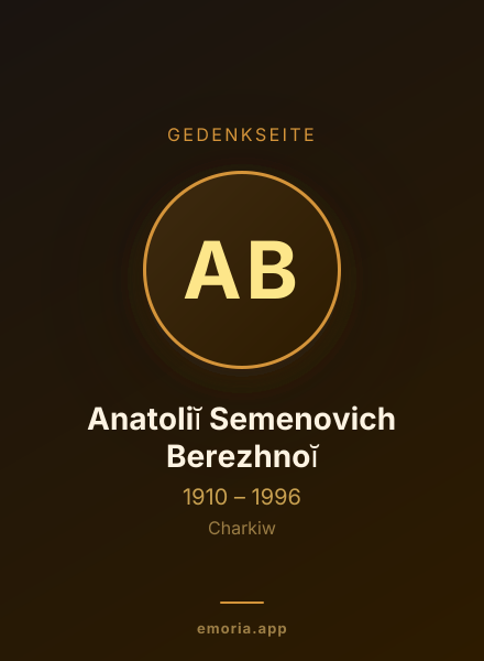 Gedenkportrait von Anatoliĭ Semenovich Berezhnoĭ