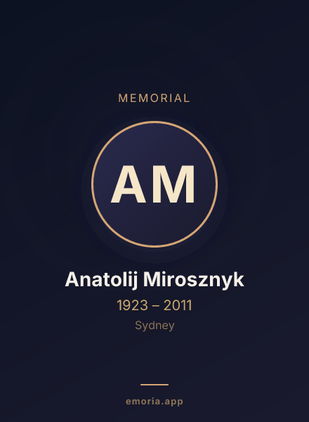 Memorial portrait of Anatolij Mirosznyk