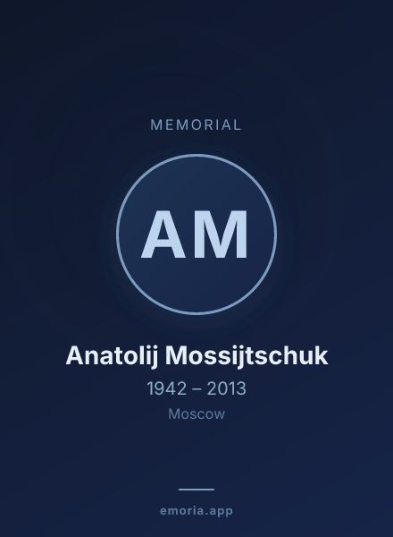 Memorial portrait of Anatolij Mossijtschuk