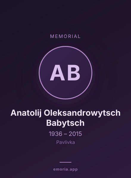 Memorial portrait of Anatolij Oleksandrowytsch Babytsch