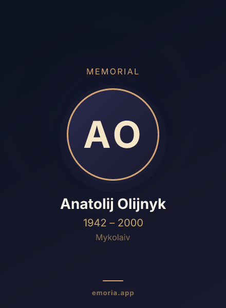 Memorial portrait of Anatolij Olijnyk