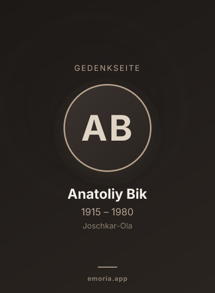 Gedenkportrait von Anatoliy Bik