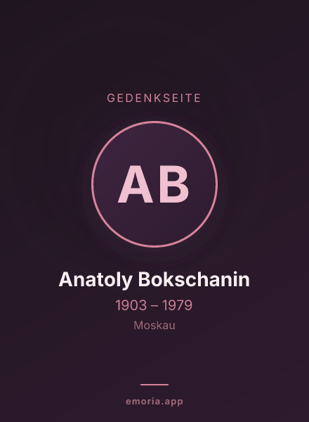 Gedenkportrait von Anatoly Bokschanin