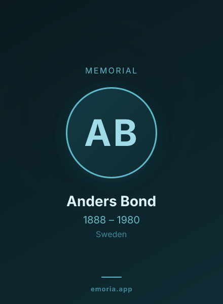 Memorial portrait of Anders Bond