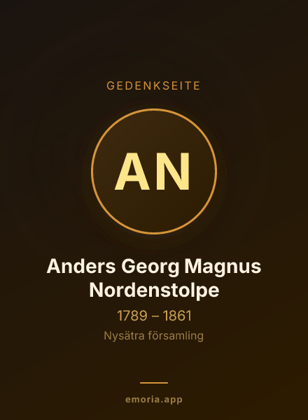 Gedenkportrait von Anders Georg Magnus Nordenstolpe